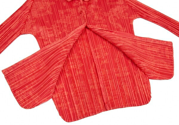 PLEATS PLEASE Polyester China Print Button-Up Pink Size 4