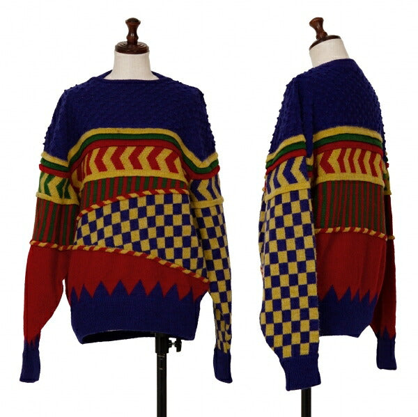 ISSEY MIYAKE Wool Acrylic 3D Knit Sweater Blue Size L