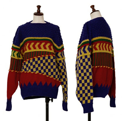ISSEY MIYAKE Wool Acrylic 3D Knit Sweater Blue Size L