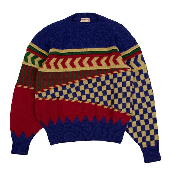 ISSEY MIYAKE Wool Acrylic 3D Knit Sweater Blue Size L