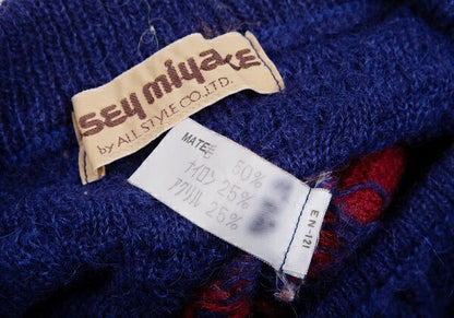 ISSEY MIYAKE Wool Acrylic 3D Knit Sweater Blue Size L