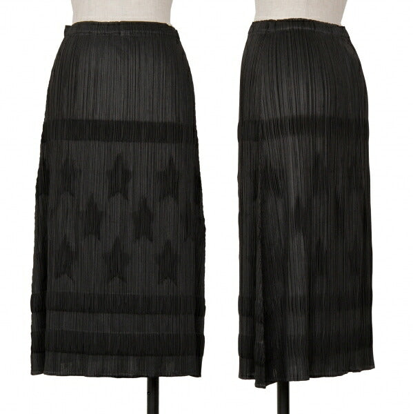 PLEATS PLEASE Polyester Star Embossed Skirt Black Size 3
