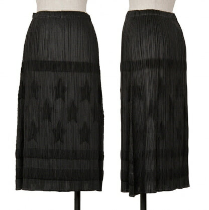PLEATS PLEASE Polyester Star Embossed Skirt Black Size 3