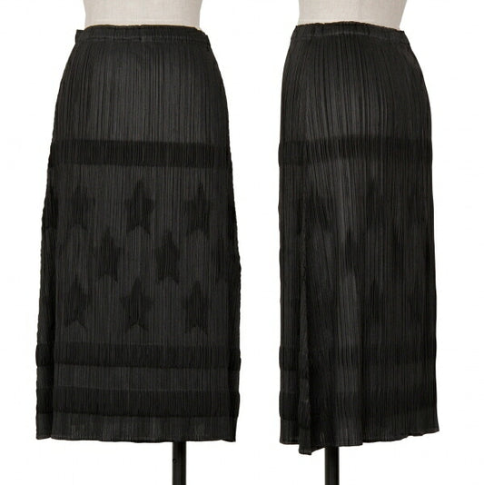 PLEATS PLEASE Polyester Star Embossed Skirt Black Size 3