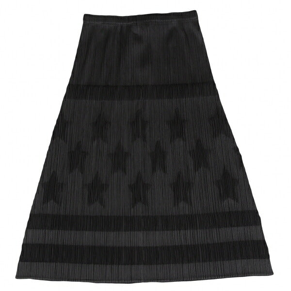 PLEATS PLEASE Polyester Star Embossed Skirt Black Size 3