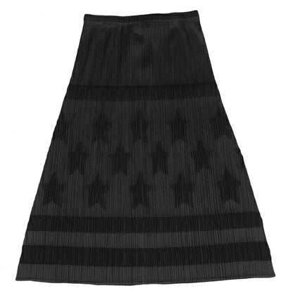 PLEATS PLEASE Polyester Star Embossed Skirt Black Size 3