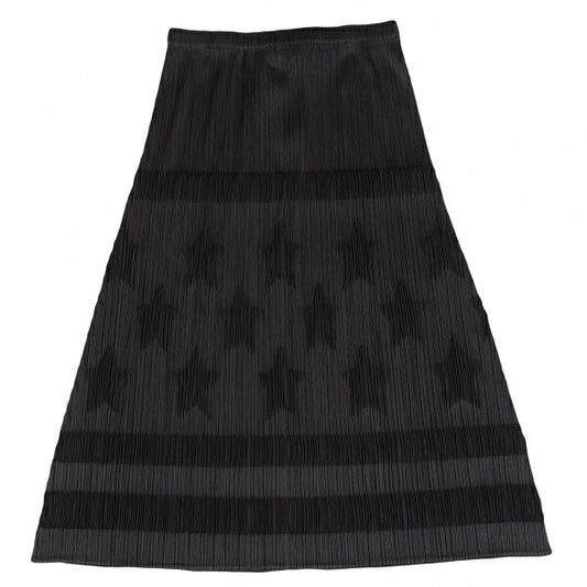 PLEATS PLEASE Polyester Star Embossed Skirt Black Size 3