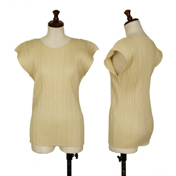 PLEATS PLEASE French Sleeve Top Beige Size M