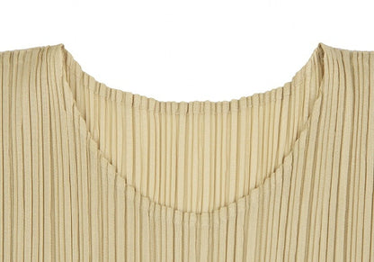 PLEATS PLEASE French Sleeve Top Beige Size M