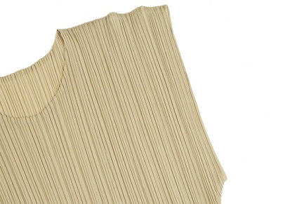 PLEATS PLEASE French Sleeve Top Beige Size M