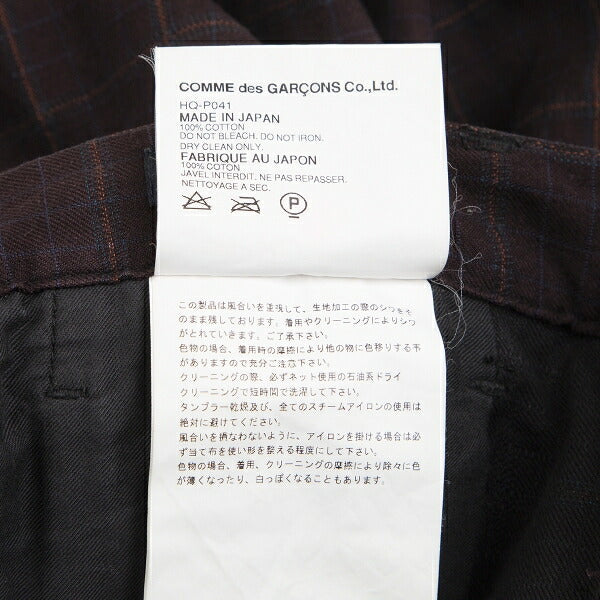 COMME des GARCONS HOMME Cotton Check Dark Brown Pants Size L
