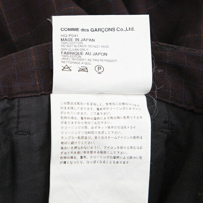 COMME des GARCONS HOMME Cotton Check Dark Brown Pants Size L
