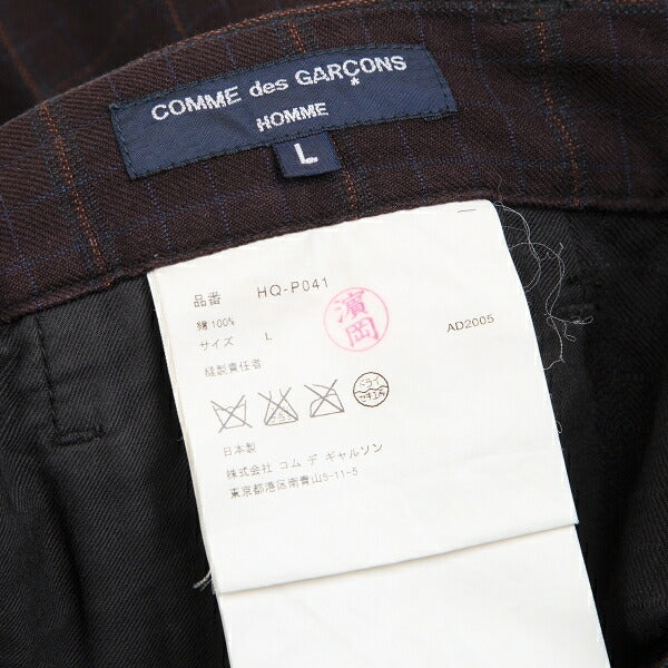 COMME des GARCONS HOMME Cotton Check Dark Brown Pants Size L