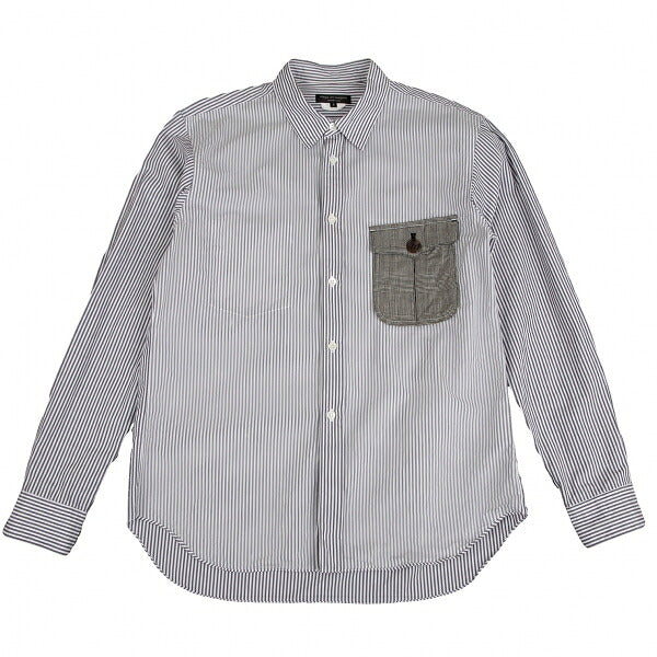 CdG HOMME PLUS 10SS Check Pocket Stripe Shirt White Size S