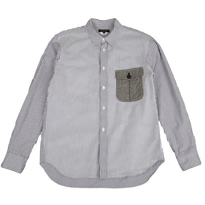 CdG HOMME PLUS 10SS Check Pocket Stripe Shirt White Size S