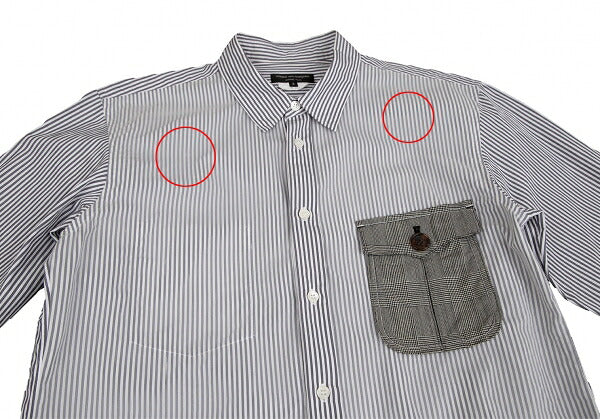 CdG HOMME PLUS 10SS Check Pocket Stripe Shirt White Size S