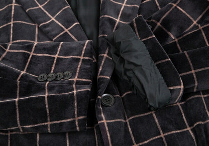 ARMANI COLLEZIONI Graph Check Velour Jacket Black Size 60