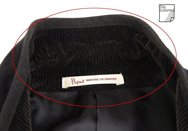 Papas Piping Corduroy Jacket Black Size 52LL