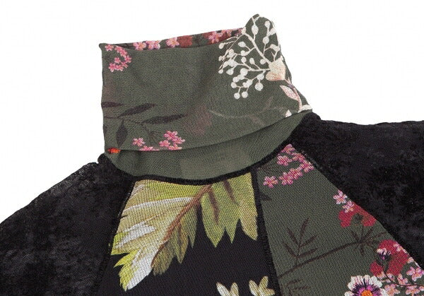 FUZZI Nylon Flower Print Power Net Long Top Black Size M