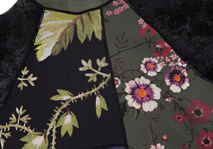 FUZZI Nylon Flower Print Power Net Long Top Black Size M