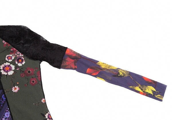 FUZZI Nylon Flower Print Power Net Long Top Black Size M