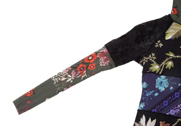 FUZZI Nylon Flower Print Power Net Long Top Black Size M