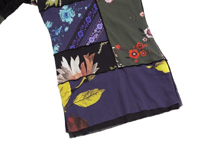 FUZZI Nylon Flower Print Power Net Long Top Black Size M