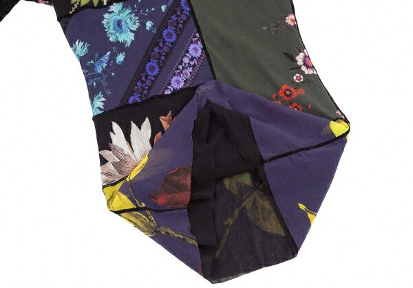 FUZZI Nylon Flower Print Power Net Long Top Black Size M