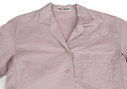 ISSEY MIYAKE Cotton Pattern Stitch Open Shirt Purple Size 2
