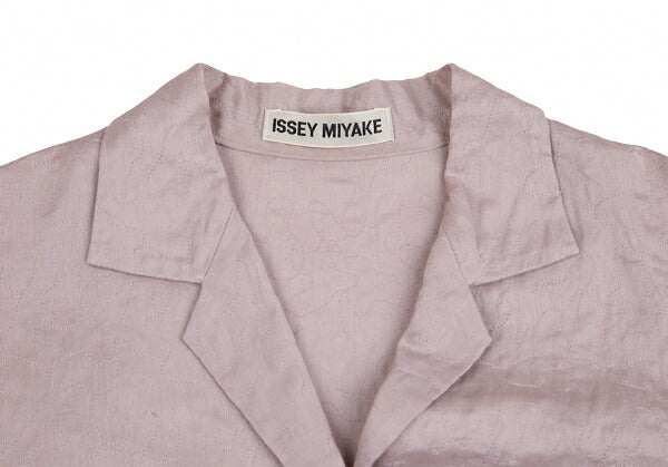 ISSEY MIYAKE Cotton Pattern Stitch Open Shirt Purple Size 2