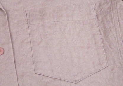 ISSEY MIYAKE Cotton Pattern Stitch Open Shirt Purple Size 2