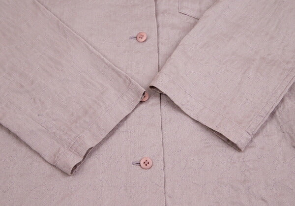 ISSEY MIYAKE Cotton Pattern Stitch Open Shirt Purple Size 2