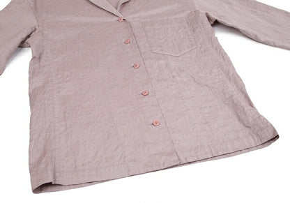 ISSEY MIYAKE Cotton Pattern Stitch Open Shirt Purple Size 2