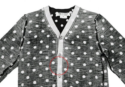 COMME des GARCONS Wool Dot Inside-Out Cardigan B/W Size M