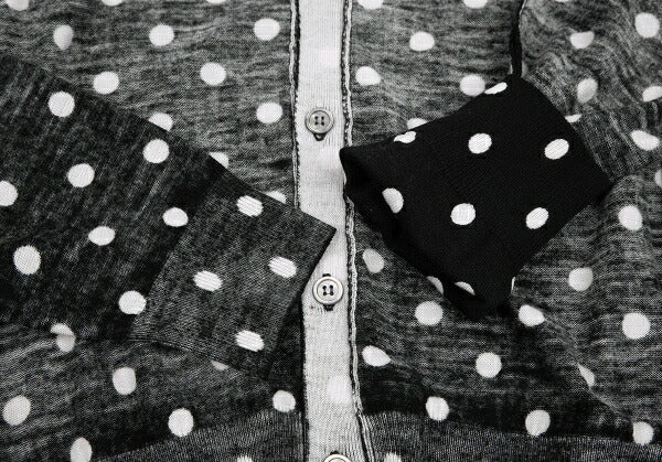 COMME des GARCONS Wool Dot Inside-Out Cardigan B/W Size M