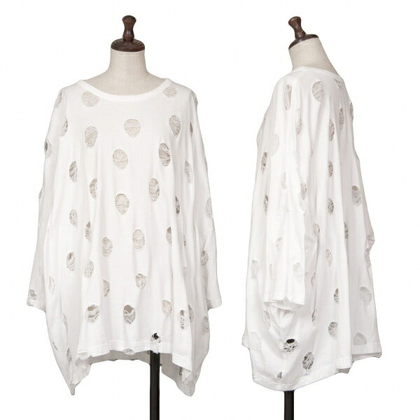 Y's Cotton Hole Design Oversized T-Shirt White Size 2