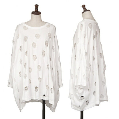 Y's Cotton Hole Design Oversized T-Shirt White Size 2