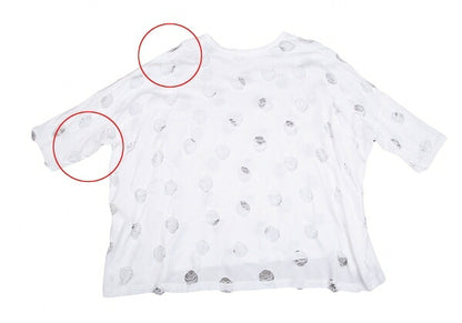 Y's Cotton Hole Design Oversized T-Shirt White Size 2