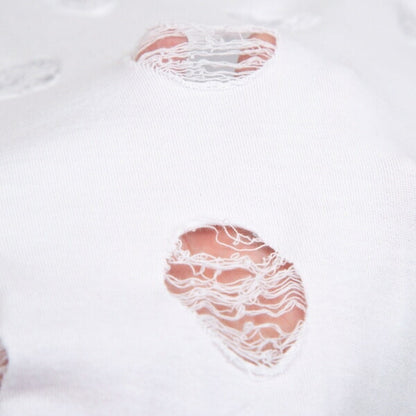 Y's Cotton Hole Design Oversized T-Shirt White Size 2