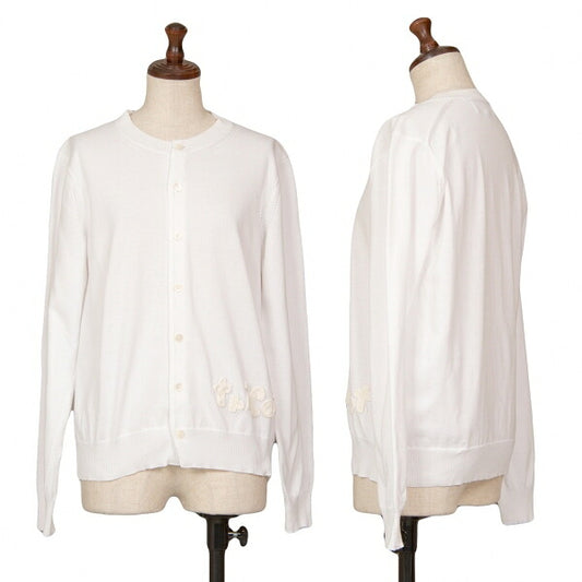 tricot COMME des GARCONS Cotton Hem Logo White Cardigan Size M