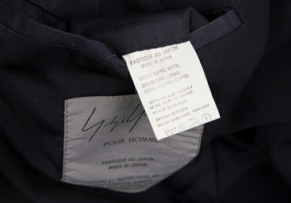 Yohji Yamamoto POUR HOMME Wool Gabardine Jacket Navy Size L