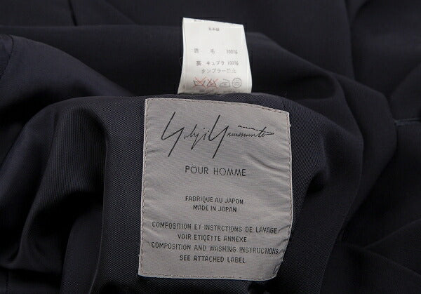 Yohji Yamamoto POUR HOMME Wool Gabardine Jacket Navy Size L
