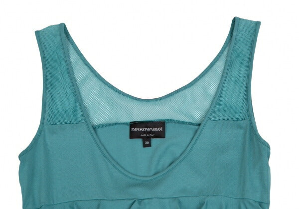 EMPORIO ARMANI Mesh Panel Tiered Tank Top Blue Size 38