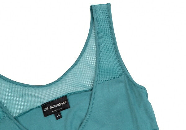 EMPORIO ARMANI Mesh Panel Tiered Tank Top Blue Size 38