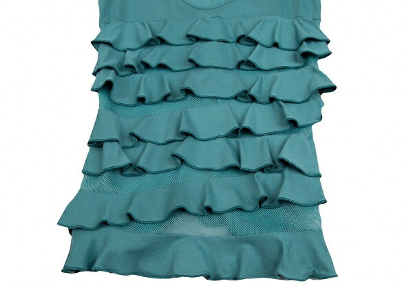 EMPORIO ARMANI Mesh Panel Tiered Tank Top Blue Size 38