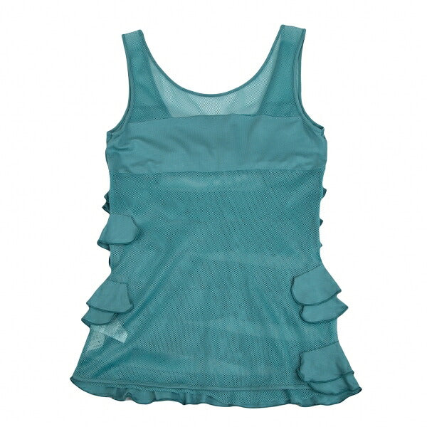 EMPORIO ARMANI Mesh Panel Tiered Tank Top Blue Size 38