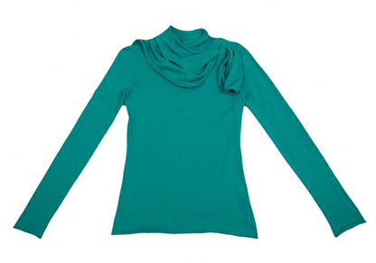 EMPORIO ARMANI Neck Stole Design Sweater Turquoise Size 40