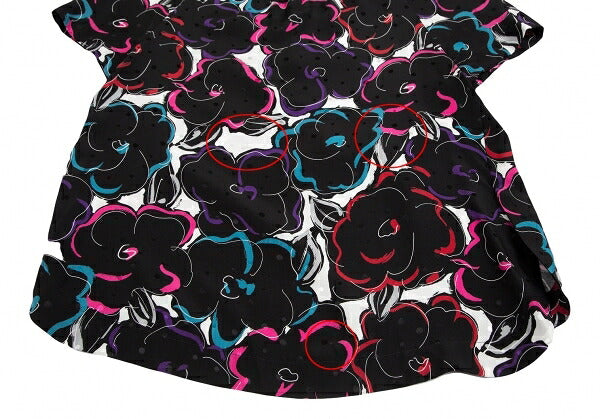 EMPORIO ARMANI Silk Floral Print Short Blouse Black Size 40
