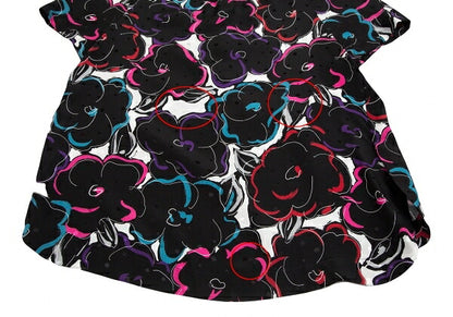 EMPORIO ARMANI Silk Floral Print Short Blouse Black Size 40