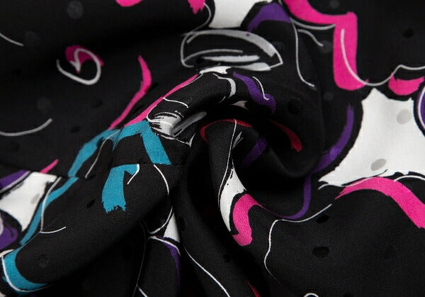 EMPORIO ARMANI Silk Floral Print Short Blouse Black Size 40